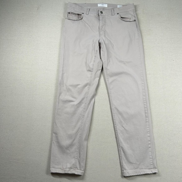 Brax Pants Mens 34x30 Cooper Fancy Regular 5-Pocket Chino Beige Khaki Twill - Picture 1 of 10